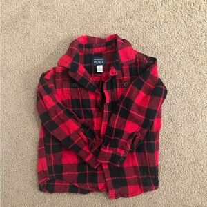 The Children's Place Red and Black Checkered Button Down Shirt 3t